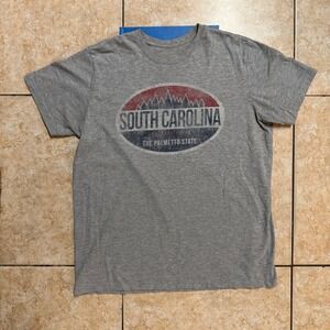 South Carolina Palmetto‎ State Graphic T-Shirt Mens Gray Souvenir Tee